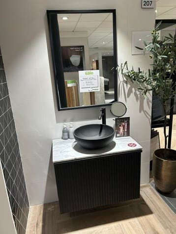 Massief eiken badmeubel 80cm met waskom compl.set 0029, Huis en Inrichting, Badkamer | Badkamermeubels, Ophalen, Nieuw, Wastafelkast
