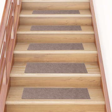 vidaXL Trapmatten zelfklevend 15 stuks 76x20 cm lichtbruin, Doe-het-zelf en Verbouw, Ladders en Trappen, Verzenden, Nieuw
