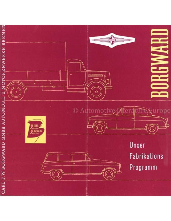 1954 BORGWARD RANGE BROCHURE DUITS, Boeken, Auto's | Folders en Tijdschriften