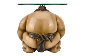 Bijzettafel SUMO 30 cm rond glas beige - 48014, Ophalen of Verzenden, Nieuw