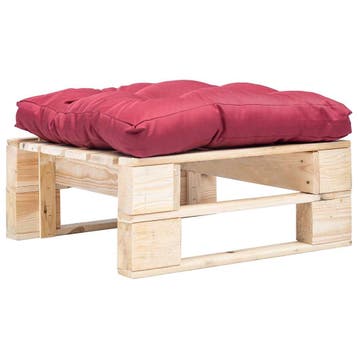 vidaXL Tuinpoef met rood kussen pallet hout naturel, Tuin en Terras, Verzenden, Nieuw