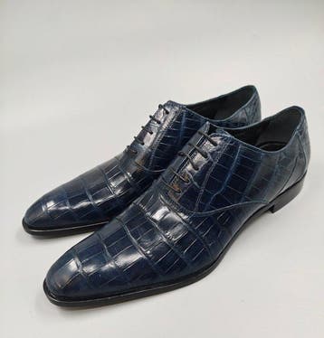 Mauro Volponi-46-Blue-Crocodile Oxfords - Veterschoenen -, Nieuw
