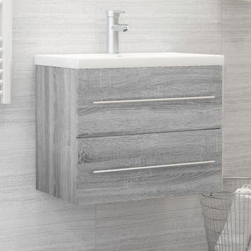 vidaXL Wastafelkast 60x38,5x48 cm bewerkt hout grijs sonoma, Verzenden, Nieuw, Wastafelkast, Minder dan 100 cm