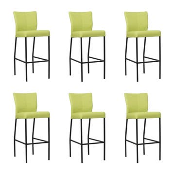 Set van 6 Leren barkruk Revolt hoog - Toledo Lime, Huis en Inrichting, Ophalen of Verzenden, Nieuw, Leer
