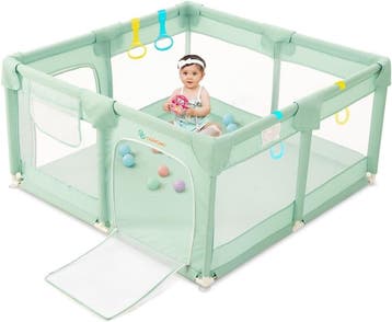 Baby Box met Trekringen - Groen - 34% Korting OP=OP, Kinderen en Baby's, Boxen, Ophalen of Verzenden, Zo goed als nieuw, Vierkant