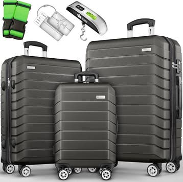 Kofferset - 3 delig - Trolley - Reiskoffer set - Antraciet -, Sieraden, Tassen en Uiterlijk, Koffers, Verzenden, Zo goed als nieuw