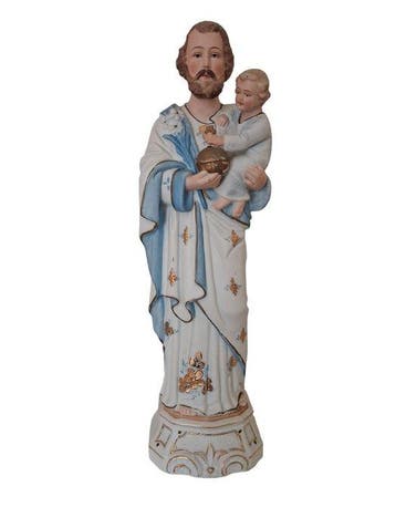 Beeld, Heilige Jozef met Kind - 35 cm - Porselein