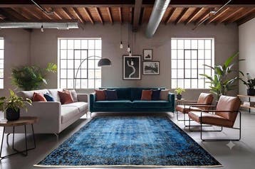 Blauw designer vintage - Vloerkleed - 275 cm - 170 cm - met, Nieuw