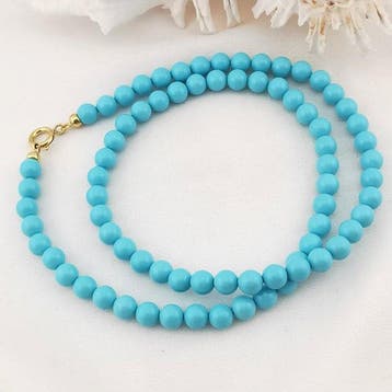 Turquoise - Zilver - Halsketting - ambachtelijke verwerking