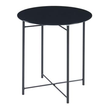 Bijzettafel Ödeshög rond glas 45xØ42 cm zwart [en.casa], Verzenden, Nieuw