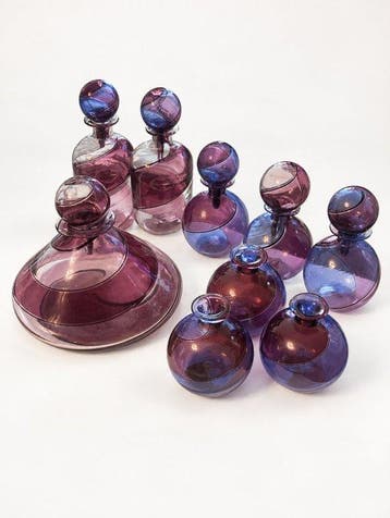 Vaas (9) - Muranoglas - Lot met 9 voorwerpen