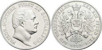 Vereinstaler, daalder 1862 Schwarzburg-rudolstadt Friedri..., Verzenden