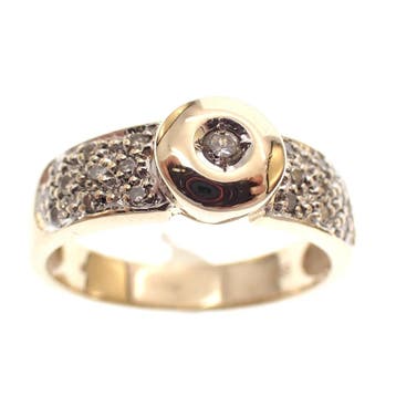 Gouden damesring met diamanten; 0,35 ct., Sieraden, Tassen en Uiterlijk, Ringen, 18 tot 19, Gebruikt, Ophalen of Verzenden, Met edelsteen