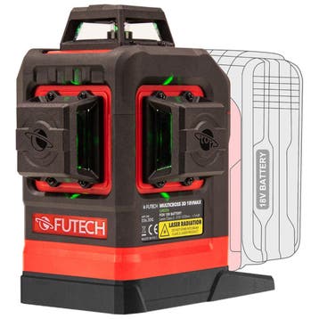 Futech MC3D 18V MAX | 3x360 Laser | Werkt op alle 18V accus!, Doe-het-zelf en Verbouw, Meetapparatuur, Verzenden, Nieuw