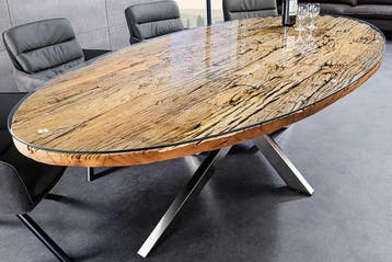 Massieve eettafel BARRACUDA 220cm bruin teakhout zilver, Ophalen of Verzenden, Nieuw