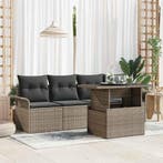 vidaXL Tuin Sofa Set met kussen 5 pcs Grijs poly rattan, Verzenden, Nieuw, Rotan