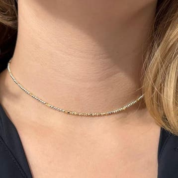 Zilveren choker ketting gele opaal zilveren 2 mm balletjes, Verzenden, Nieuw, Zilver