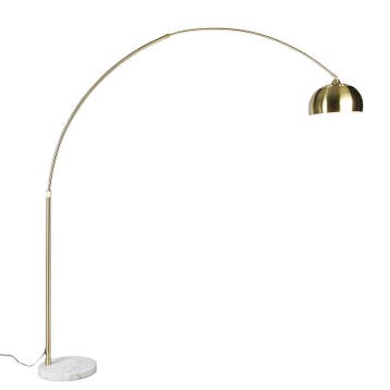 Booglamp messing met witte marmeren voet verstelbaar - XXL, Verzenden, Nieuw, Modern