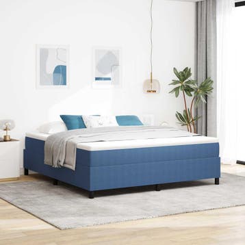 vidaXL Platform bedframe Blauw 180 x 200 cm Katoen Stof, Stof, Verzenden, Blauw, Nieuw