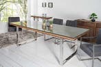 Massieve eettafel BARRACUDA 200cm antiek teakhout met stalen, Huis en Inrichting, Tafels | Eettafels, Ophalen of Verzenden, Nieuw