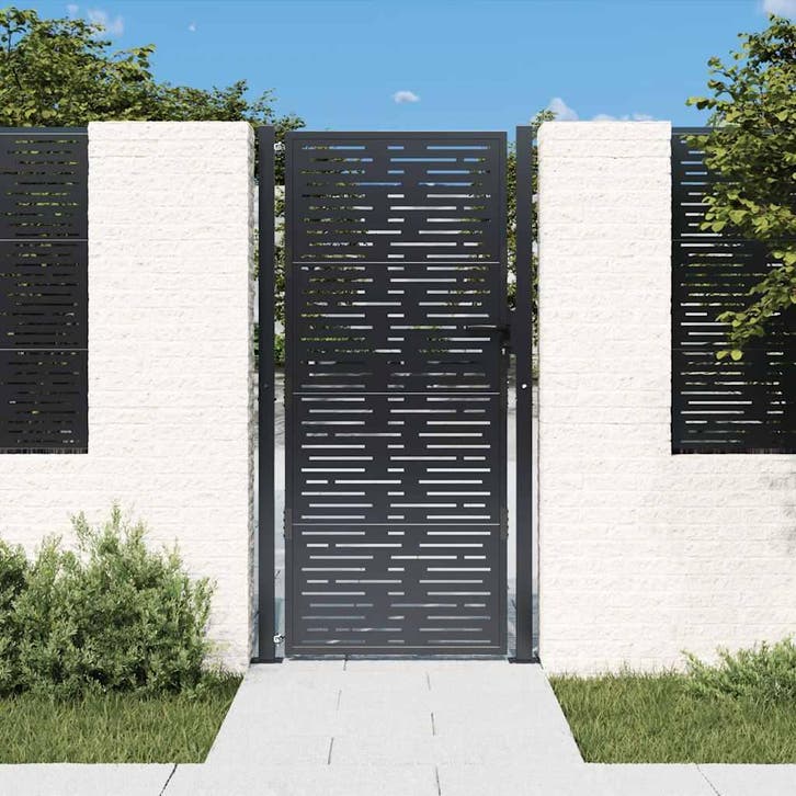 vidaXL Poort 100x200 cm met vierkant staal antracietkleurig, Tuin en Terras, Tuinpoorten, Nieuw, Verzenden