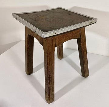 Kruk - Handgemaakte timmerkruk - Hout, Aluminium - Vintage