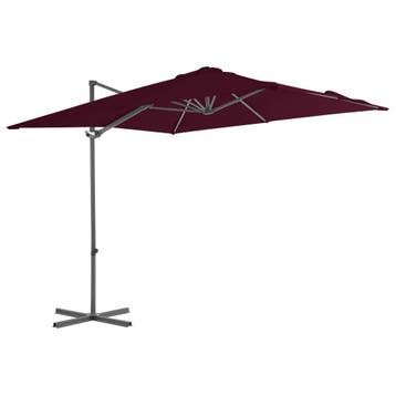 vidaXL Zweefparasol met stalen paal 250x250 cm bordeauxrood, Verzenden, Nieuw, 2 tot 3 meter, Zweefparasol