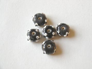 10 stuks zwart lampwork glaskralen afm. 15 x 8mm gat: 2 mm, Ophalen of Verzenden, Nieuw, Kraal