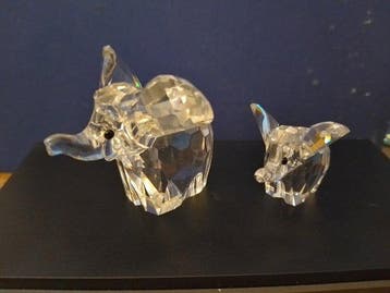 Swarovski - Beeld, Olifant groot en klein - 0 cm - Kristal, Antiek en Kunst