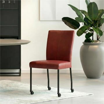 Leren eetkamerstoel Deal - Granada Rouge (rood) - Poten, Huis en Inrichting, Stoelen, Nieuw, Leer, Ophalen of Verzenden, Modern