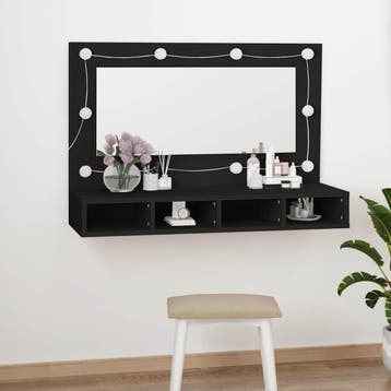 vidaXL Spiegelkast met LED-verlichting 90x31,5x62 cm zwart, Huis en Inrichting, Verzenden, Nieuw