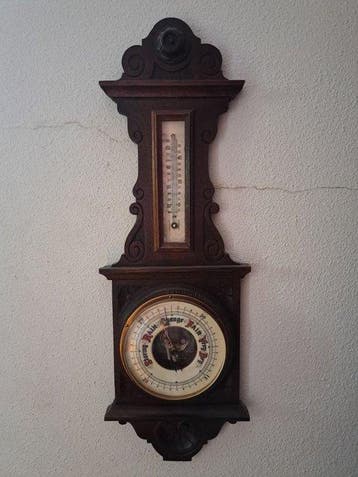 Aneroid barometer - Hout, Glas, Koper - Engelse barometer