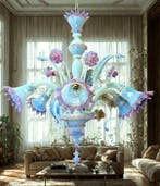 Attribuito alla Fornace Zanchi - Kroonluchter - Opalino/roze