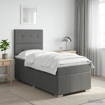 vidaXL Boxspringbed met matras met hoofdeinde Donkergrijs, Verzenden, Nieuw