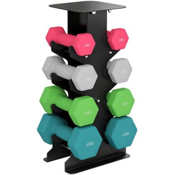 Halterset 4 Paar Dumbbells Met Opbergstandaard, Antislip Han, Verzenden, Nieuw