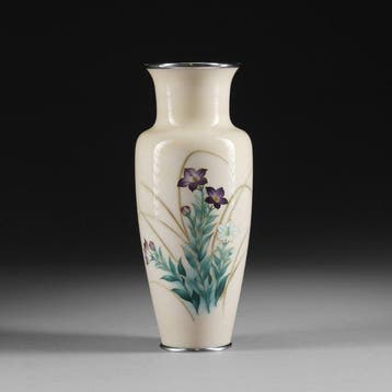 Balustervaas met klokjesbloemen - cloisonné-email, Emaille,