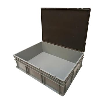 Stapelbak met scharnierdeksel, 800x600x230 mm, euronorm,, Ophalen of Verzenden