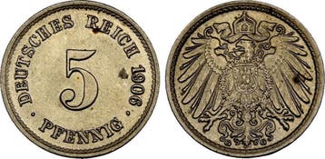 5 Pfennig 1906 G Kaiserreich:, Verzenden
