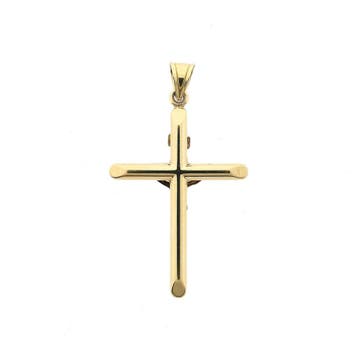 Bicolor gouden hanger van een kruis met corpus | INRI, Ophalen of Verzenden, Gebruikt, Goud, Overige merken