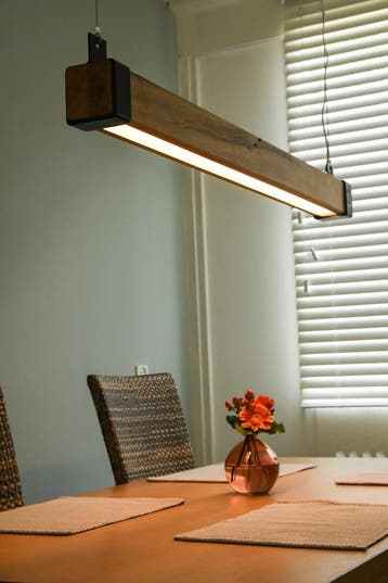 Tafellamp - Houten balklamp - bright light 125, Ophalen of Verzenden, Nieuw, Hout, Vintish stijl