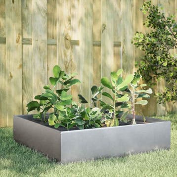 vidaXL Plantenbak verhoogd 100x100x41 cm gegalvaniseerd, Verzenden, Nieuw, Metaal