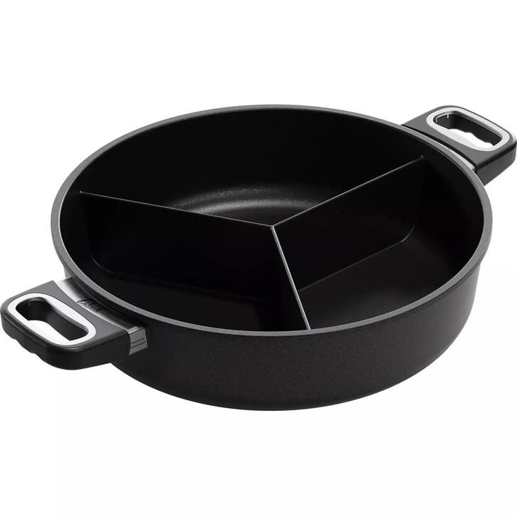 AMT Gastroguss 3-vaks hapjespan – 32 cm – aluminium –, Huis en Inrichting, Keuken | Potten en Pannen, Koekenpan of Braadpan, Nieuw