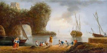 Devivo (XX) - Pêcheurs Entre Voiliers et Rochers Dorés -
