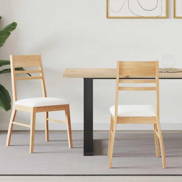 vidaXL Eettafelstoelen 2 st Massief Rubberhout Naturel 43 x, Verzenden, Nieuw, Bruin