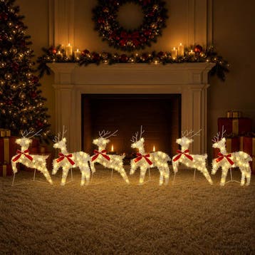vidaXL Kerst Rendier 6 st 80 LEDs Warmwit 43 x 19 x 65 cm, Diversen, Verzenden, Nieuw