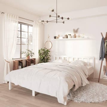 vidaXL Bedframe massief grenenhout wit 120x200 cm, Verzenden, Wit, Nieuw, Twijfelaar