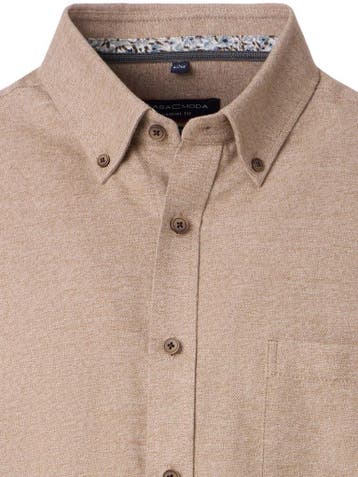 Casa Moda Casual Effen Overhemd Button Down Boord, Verzenden, Nieuw, Beige