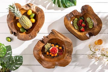 Massieve schaal NATURE ROOT 50cm natuurlijk teakwortelhout -, Huis en Inrichting, Woonaccessoires | Vazen, Ophalen of Verzenden