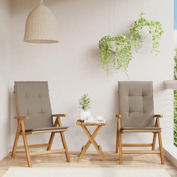 vidaXL Verstelbare klapstoelen met kussens, 2 stuks, massief, Verzenden, Nieuw, Hout