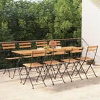 Bistrostoelen 8 st inklapbaar massief teakhout en staal, Tuin en Terras, Tuinstoelen, Verzenden, Nieuw